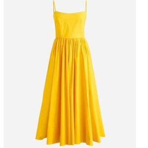 J Crew A-line  Cotton Poplin Midi Dress, Size 4, bright yellow, NWT
